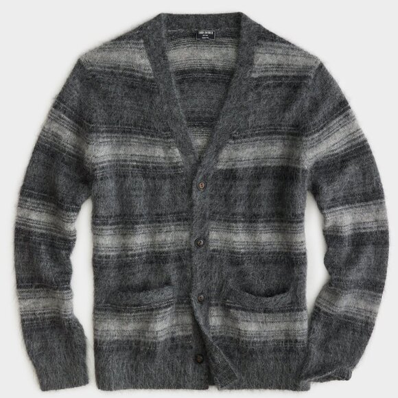 NWT $498 Todd Snyder Mohair & Wool Fuzzy Cardigan Sweater in Charcoal Gray Large - Picture 1 of 3